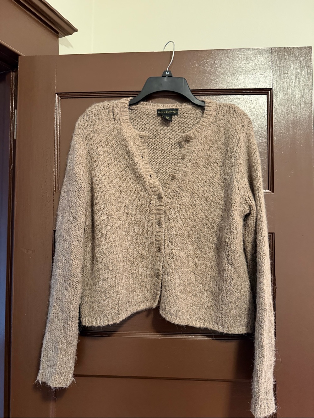 House of Harlow 1960 Taupe Button-Front Knit Cardigan